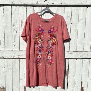 Umgee Plus Size Pink Floral Tshirt dress Size 2x